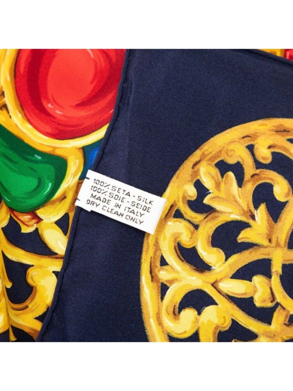 ★SOLD★ Chanel Vintage Visual Motif Scarf Navy Multicolor Silk 1 - Picture 6 of 6